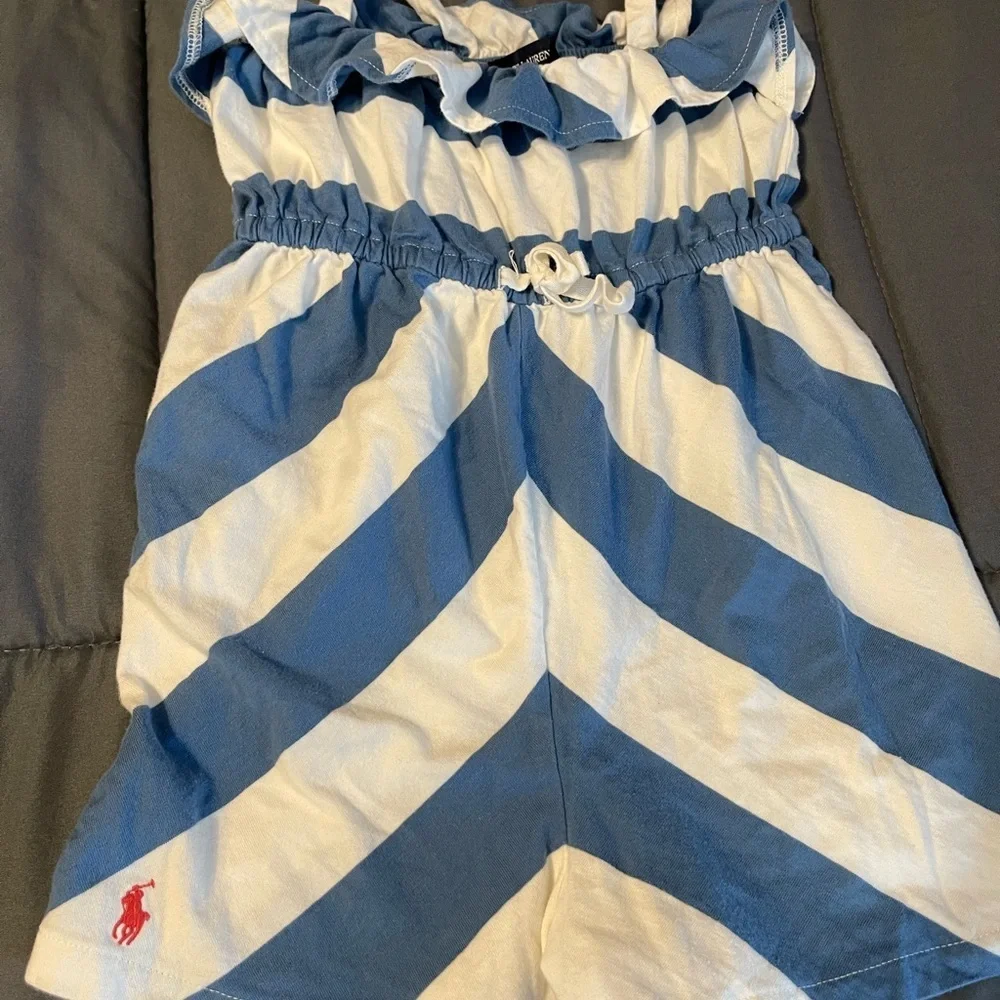 Ralph Lauren Kids girls Size 5 Blue And White Striped Romper
